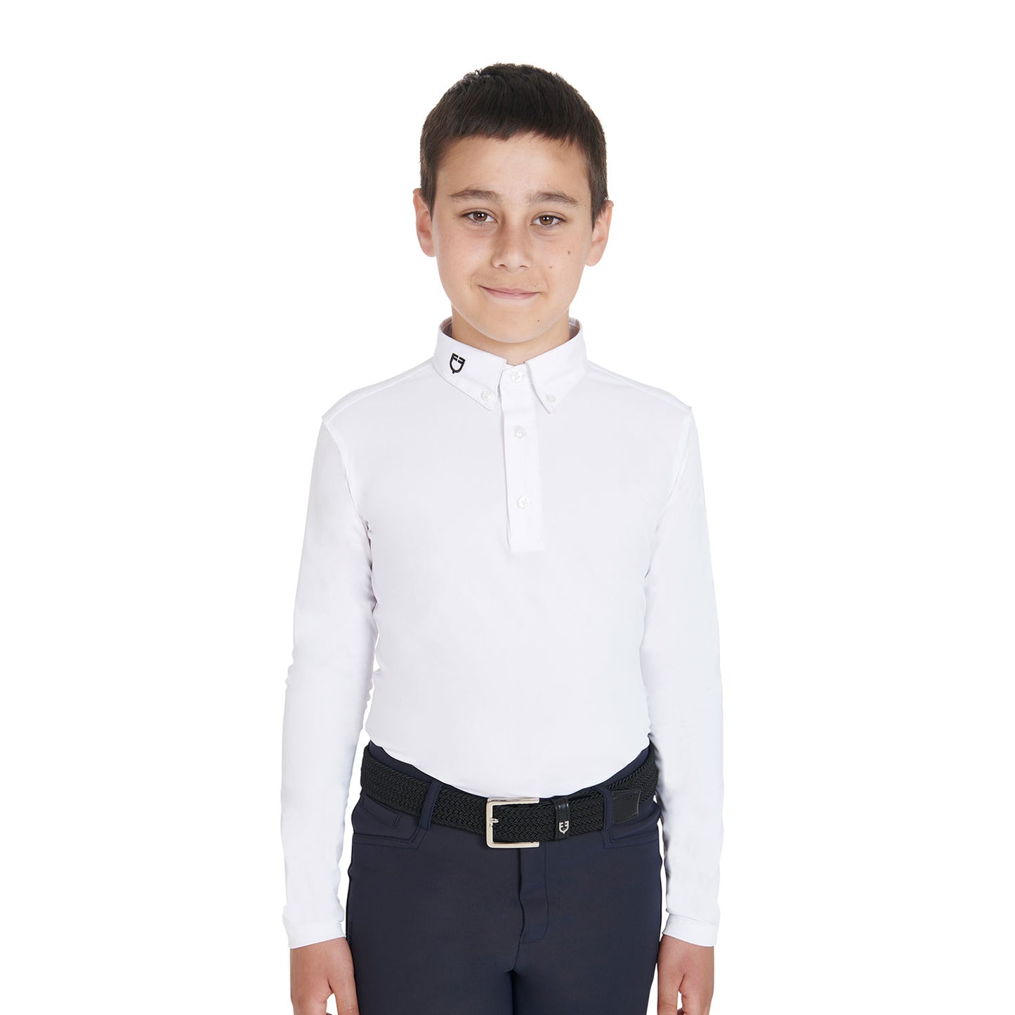 Boy's slim fit competition polo shirt with three buttons