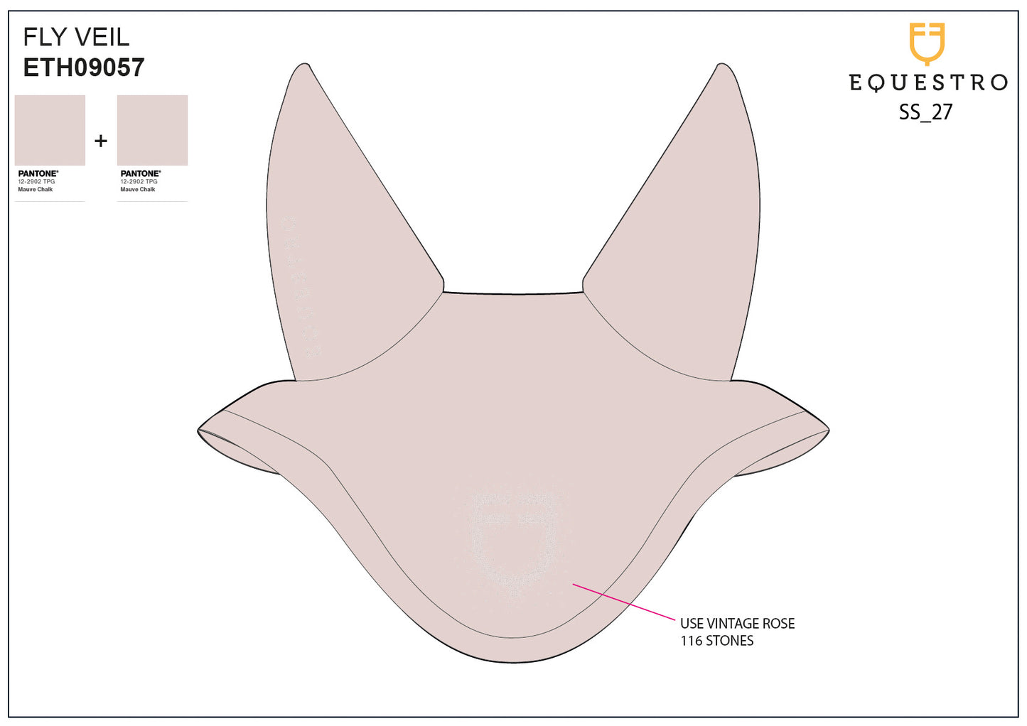 Fly veil in technical fabric with rhinestone logo