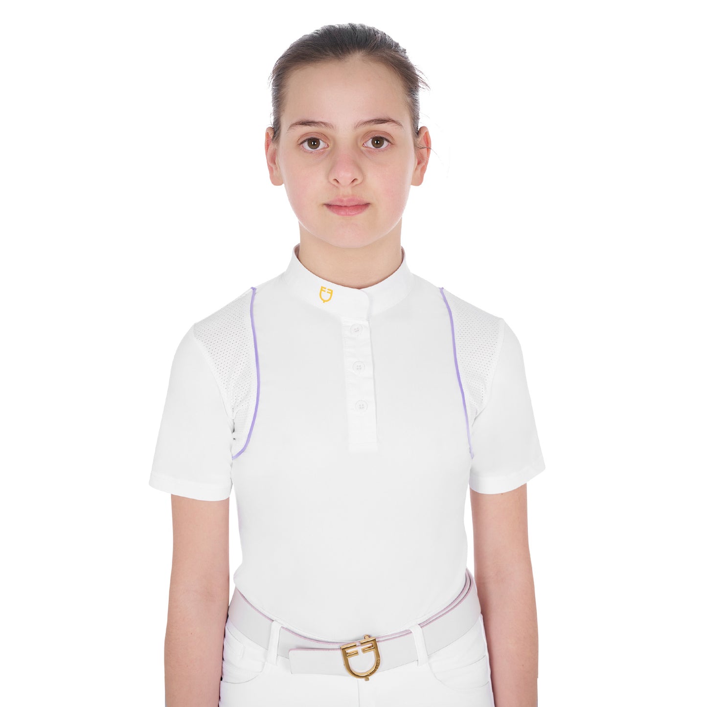 Girls' slim fit competition polo shirt with buttons