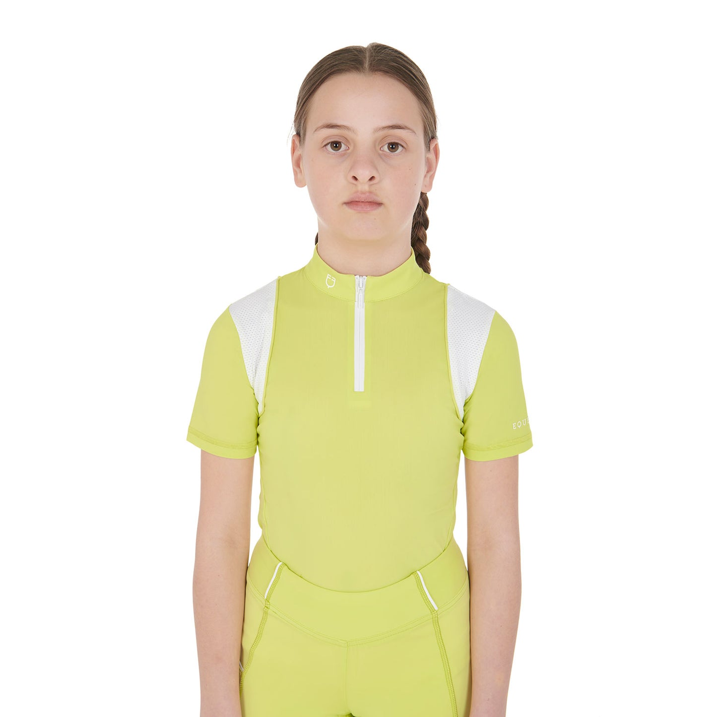 Girls' slim fit training polo shirt with zip