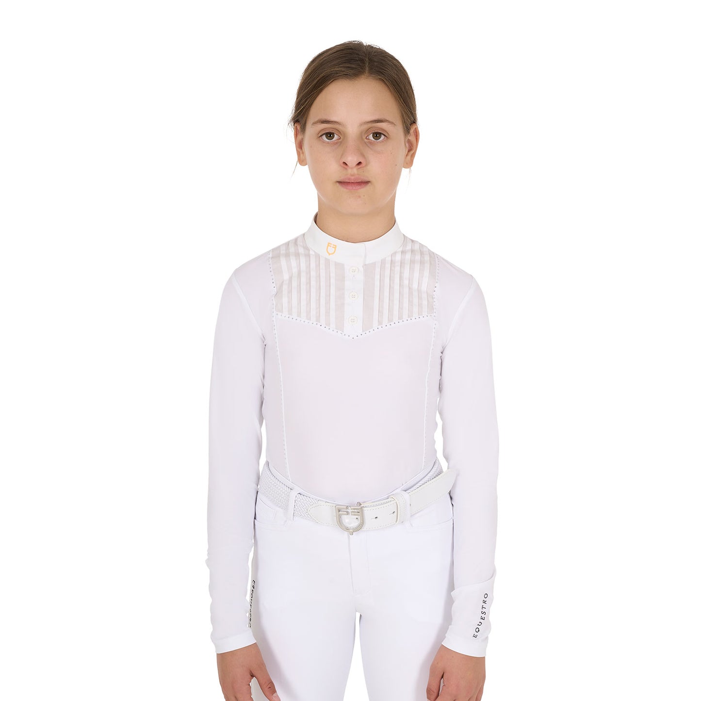 Girls' slim fit competiton polo shirt rhinestones
