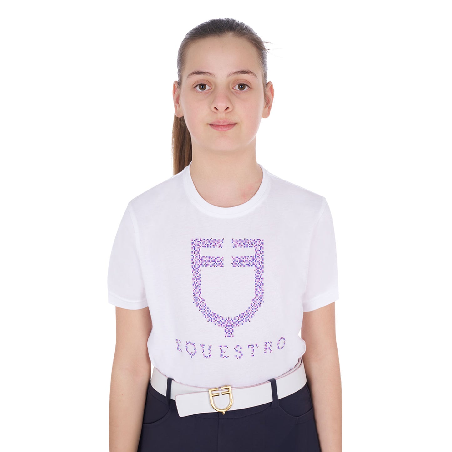 Girls' slim fit fucsia diamond cotton t-shirt