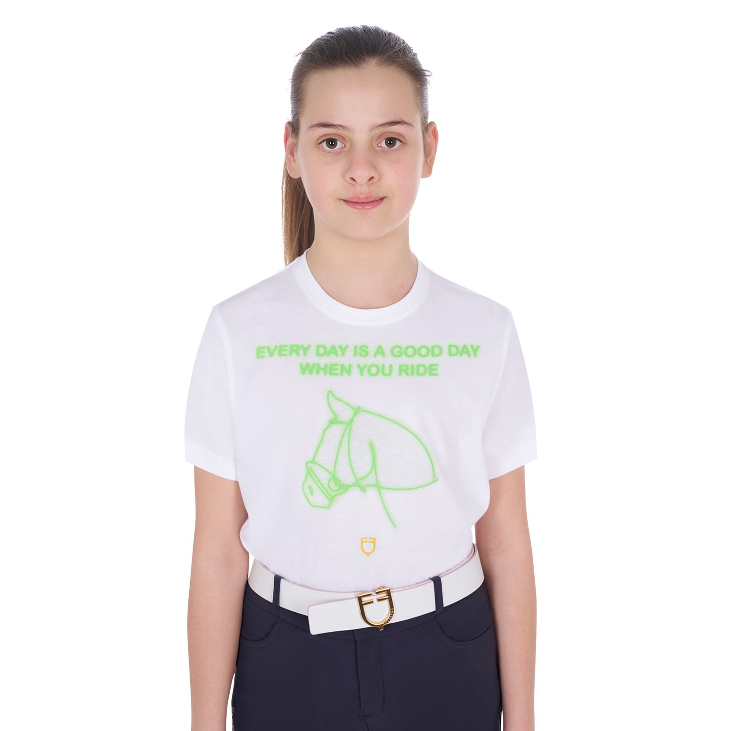 Girls' slim fit t-shirt fluo print