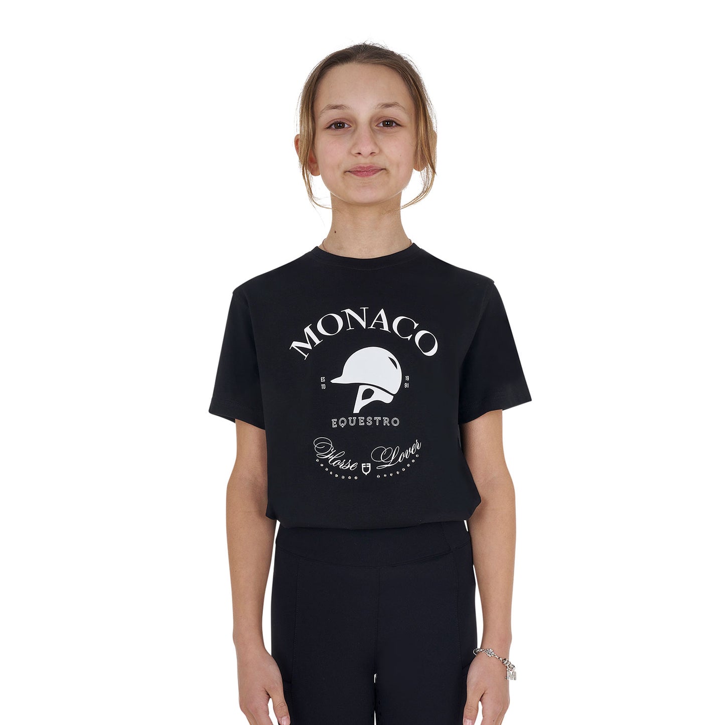 Girls' Monaco cotton T-shirt with rhinestones