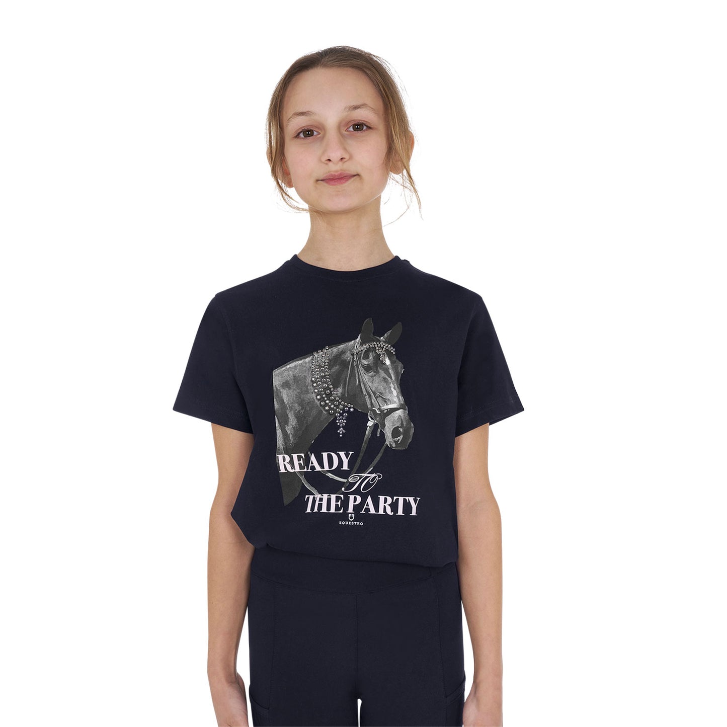 Girls' Ready To The Party cotton T-shirt with rhinestones