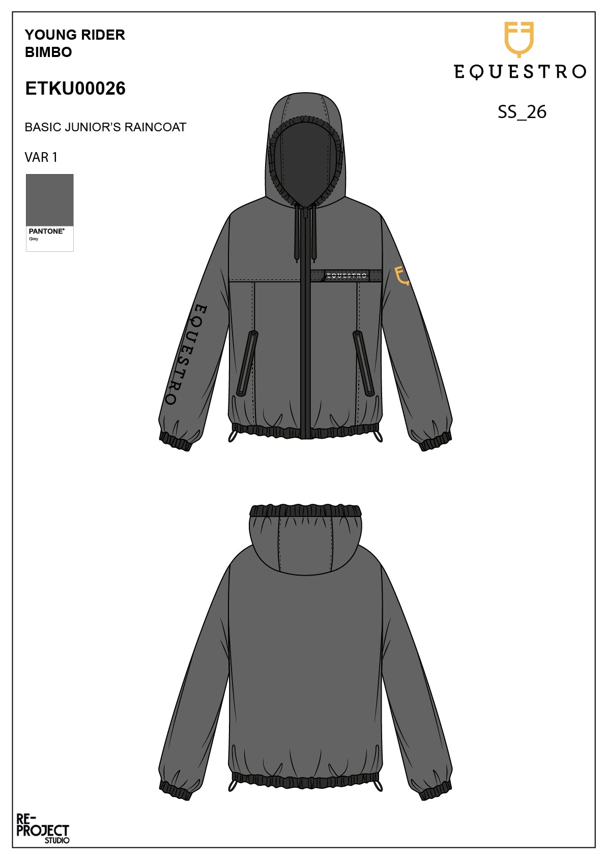 Kids' windproof zip hooded raincoat