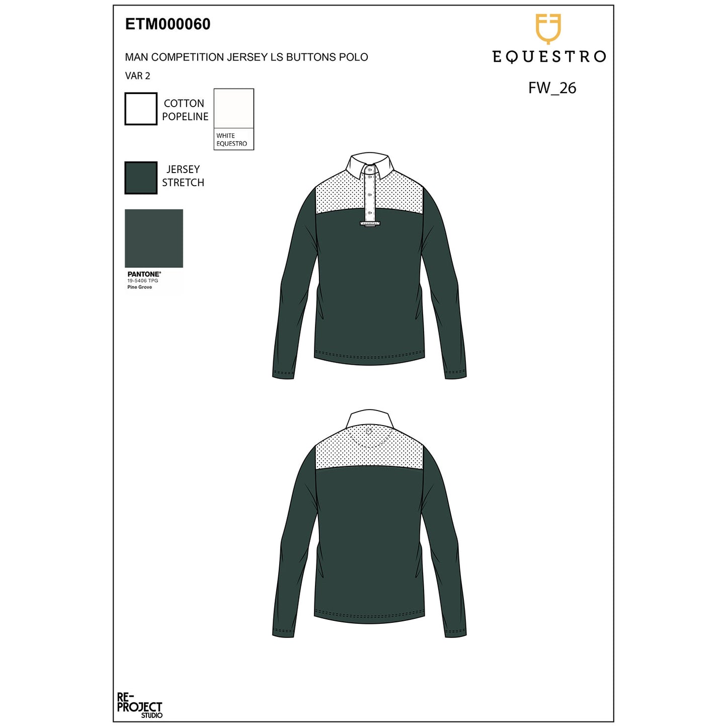 Men's long-sleeved competition polo shirt