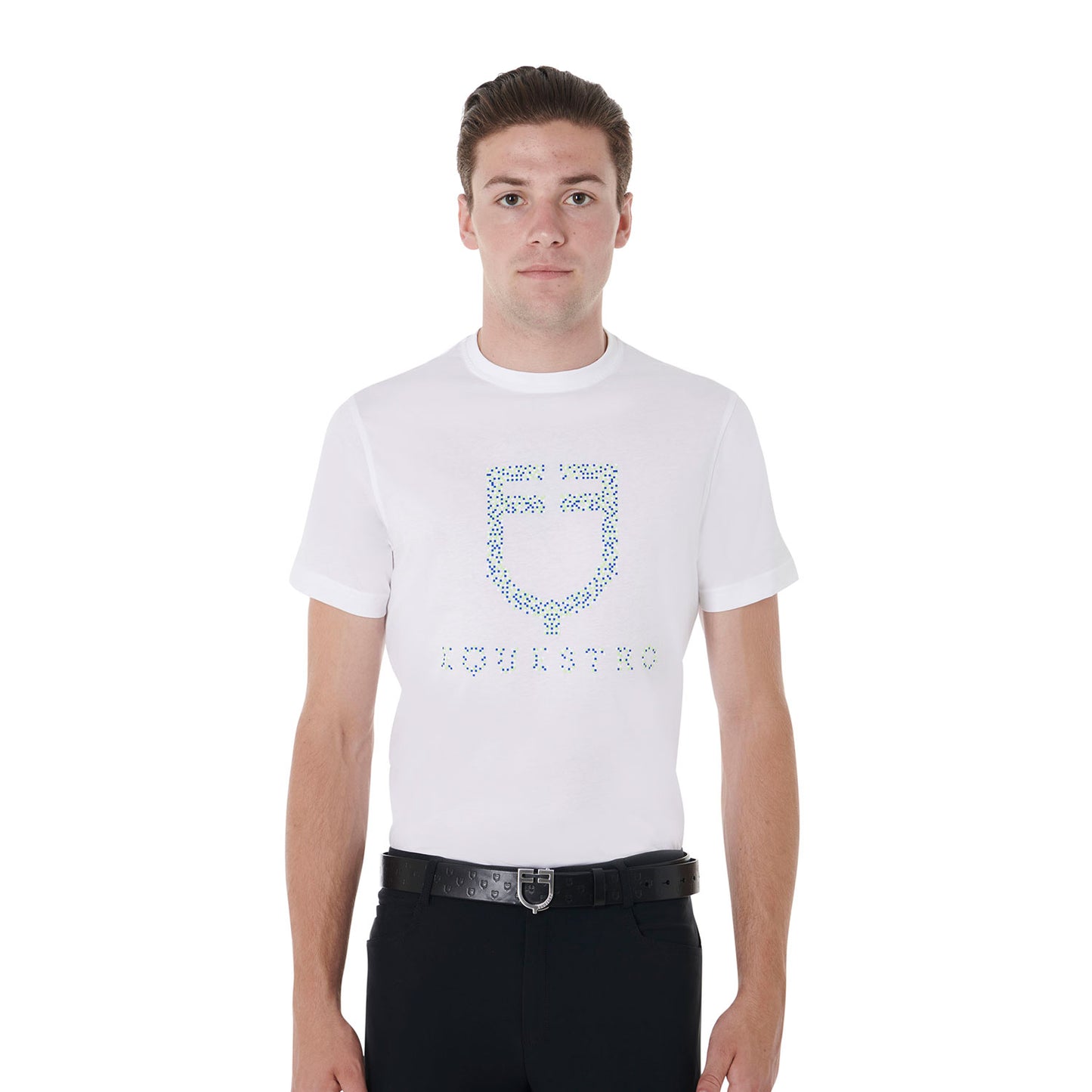 Men's slim fit point print cotton t-shirt