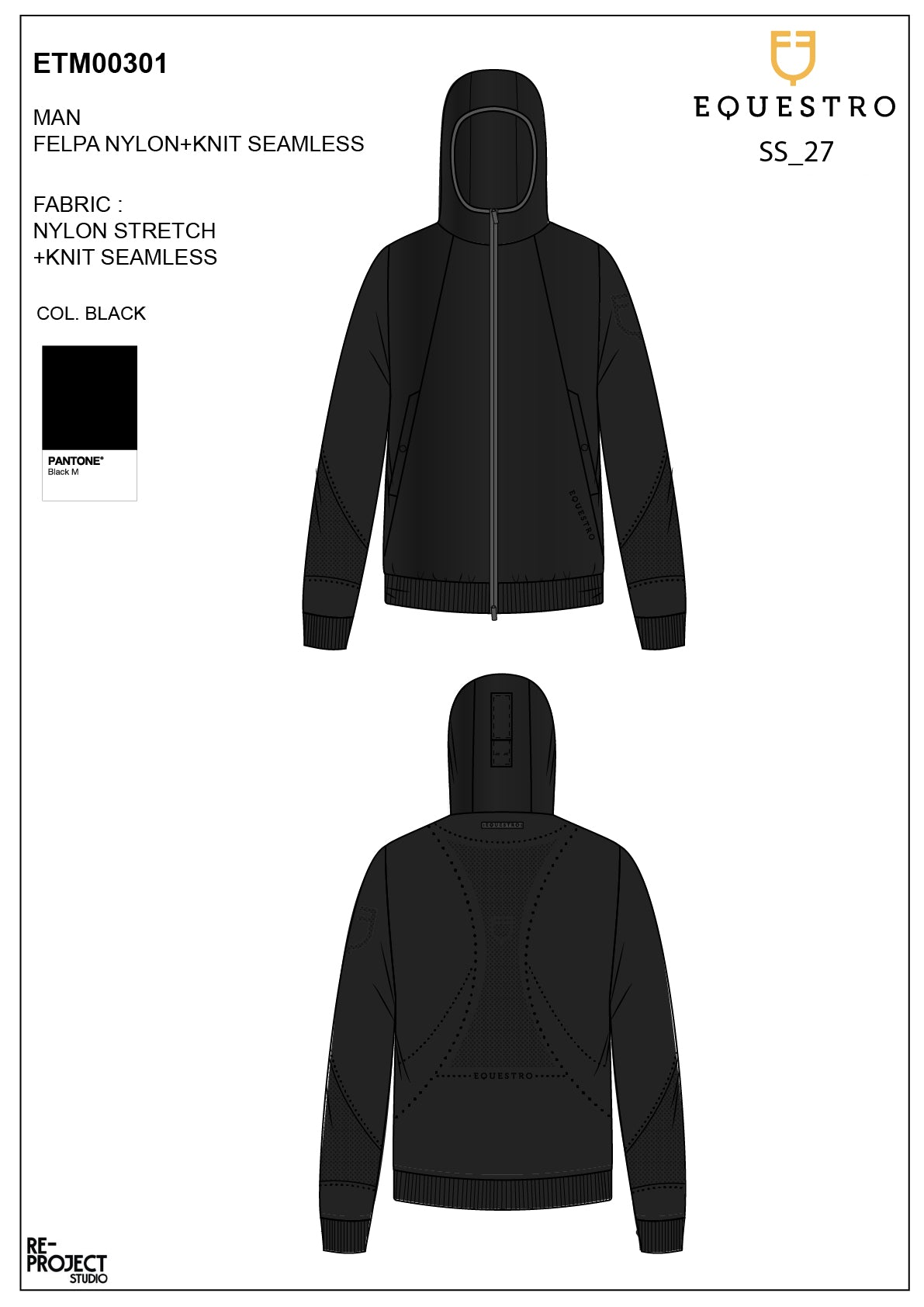 Men's technical sweatshirt with hood and micro-mesh inserts