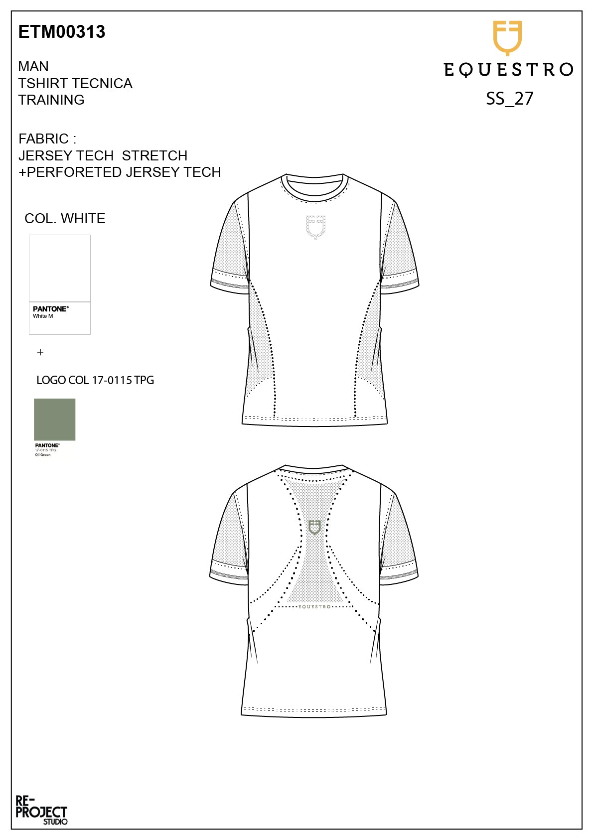 Men's training T-shirt in technical fabric with micro-holes