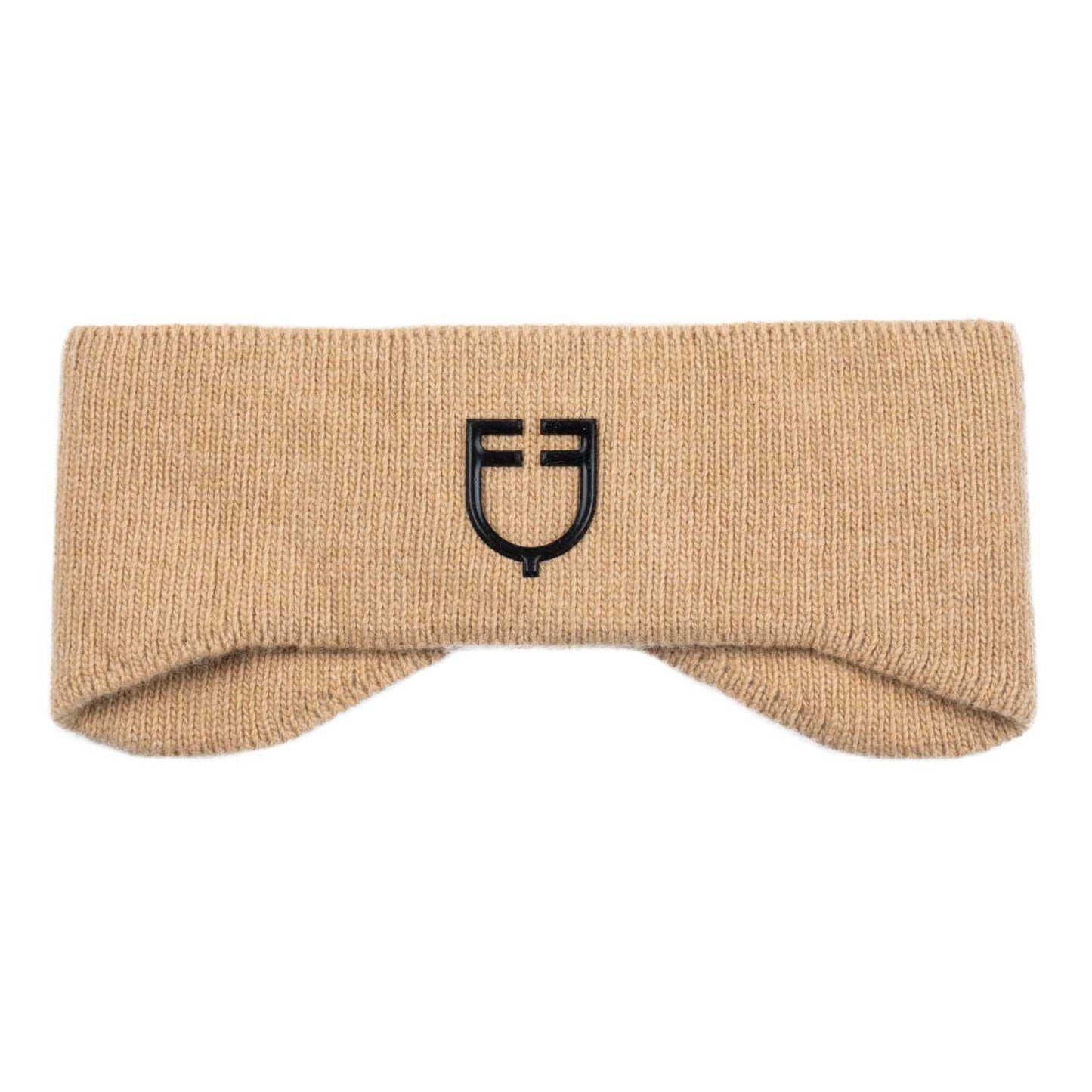 Unisex ribbed wool earmuff headband with logo
