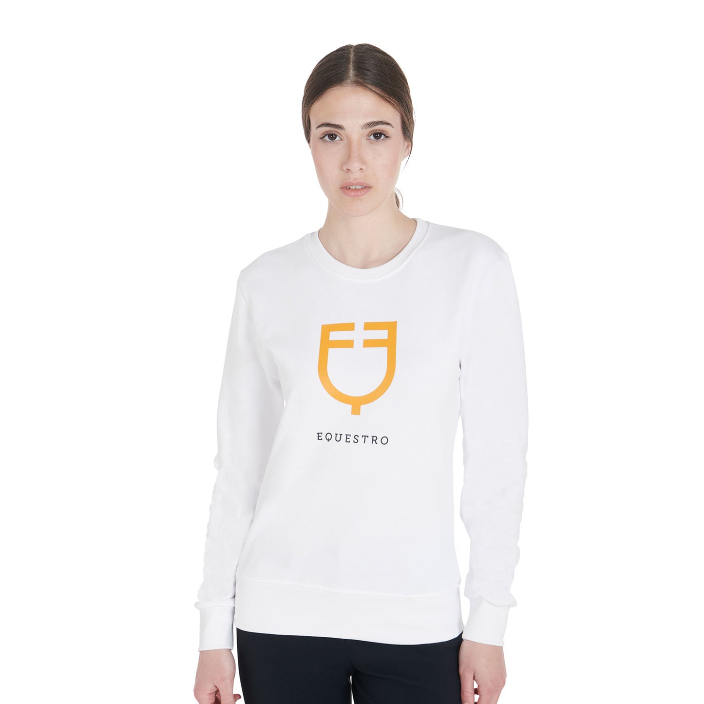 Women's crewneck sweatshirt with central logo