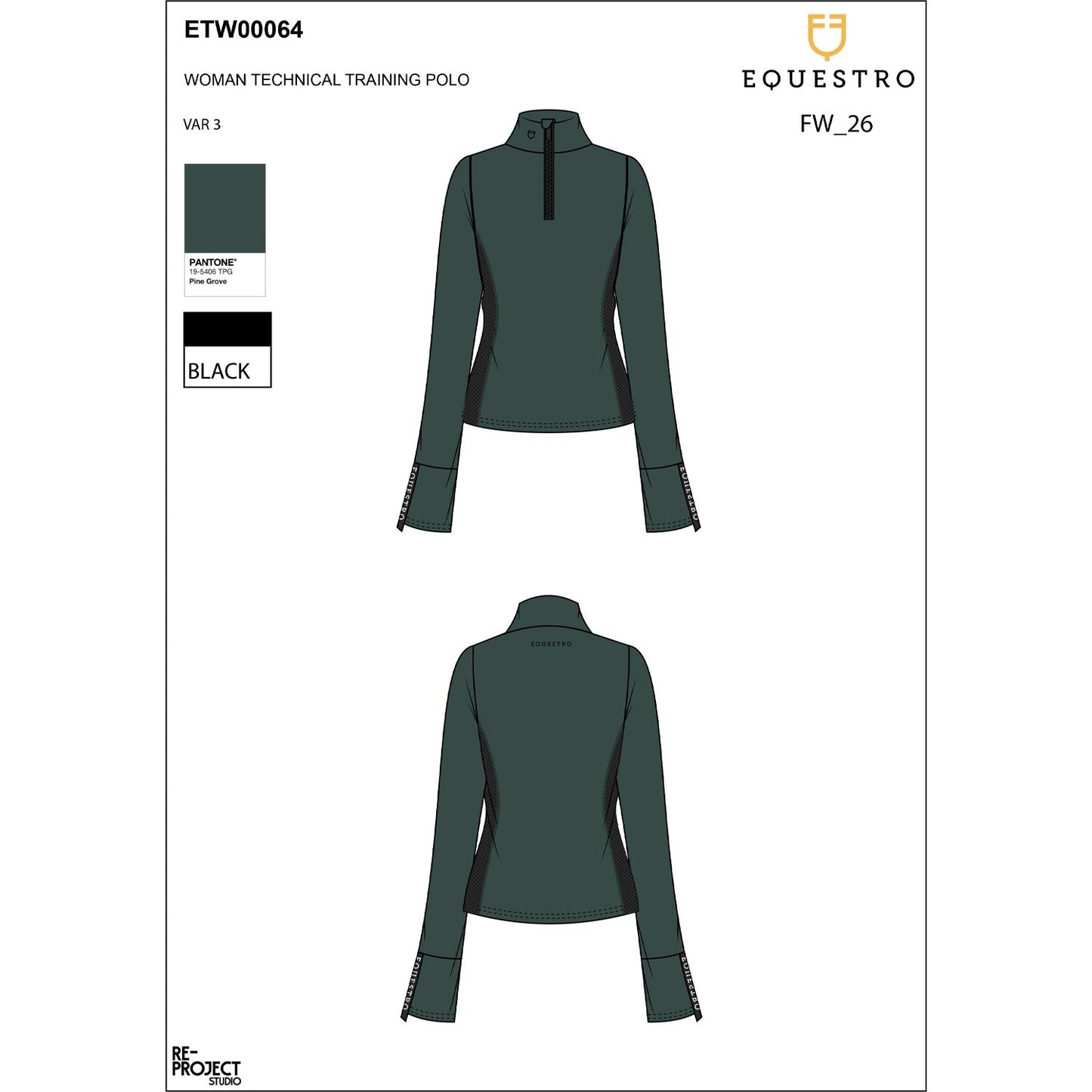 Women's long-sleeved training technical polo shirt