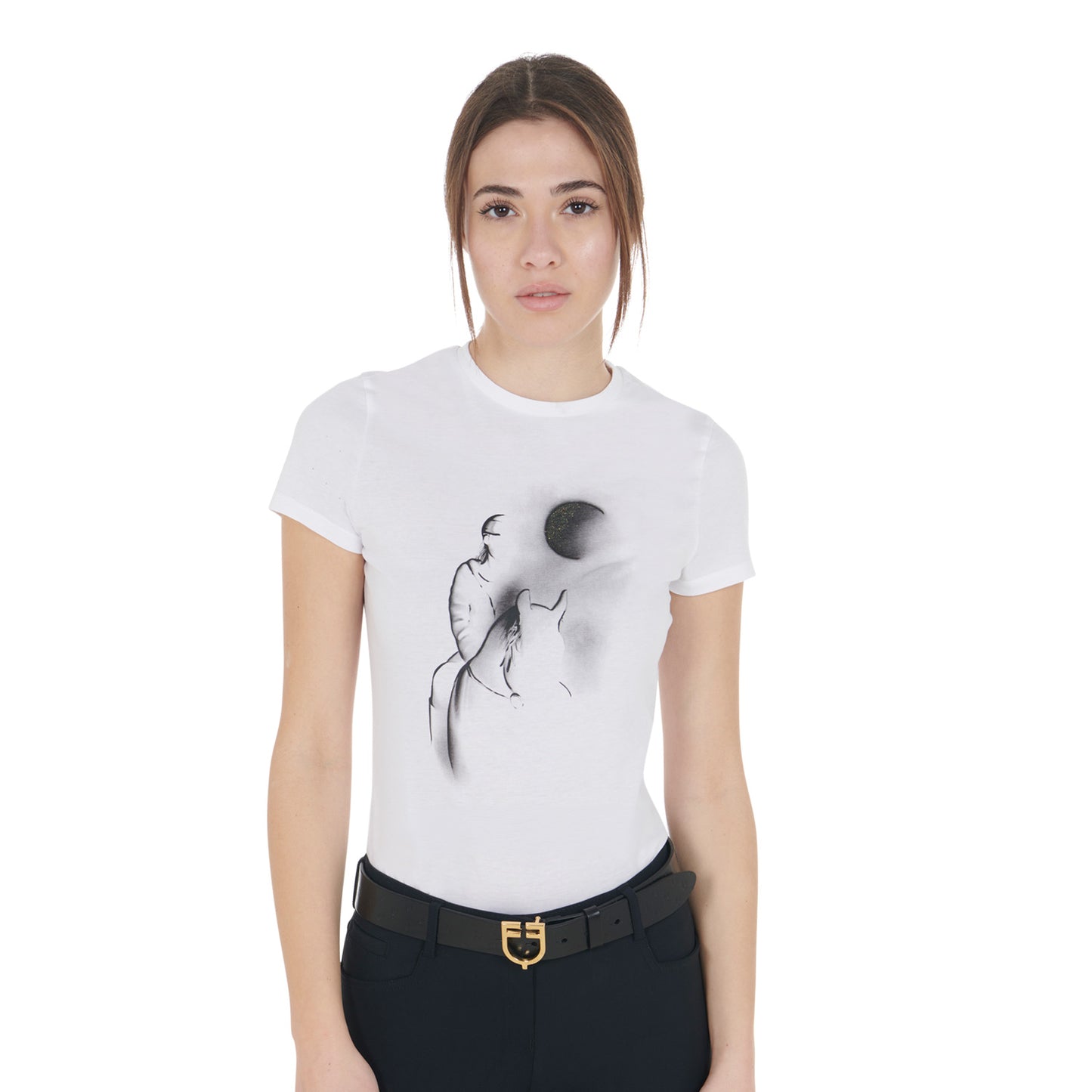 Women's slim fit T-shirt moonlight print