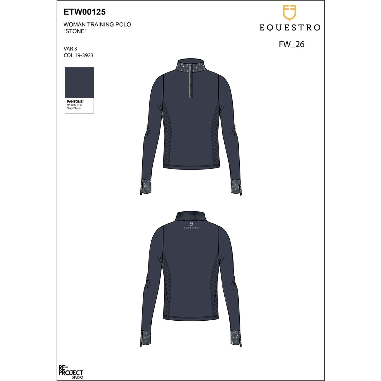 Women's tecnical training polo shirt rhinestones