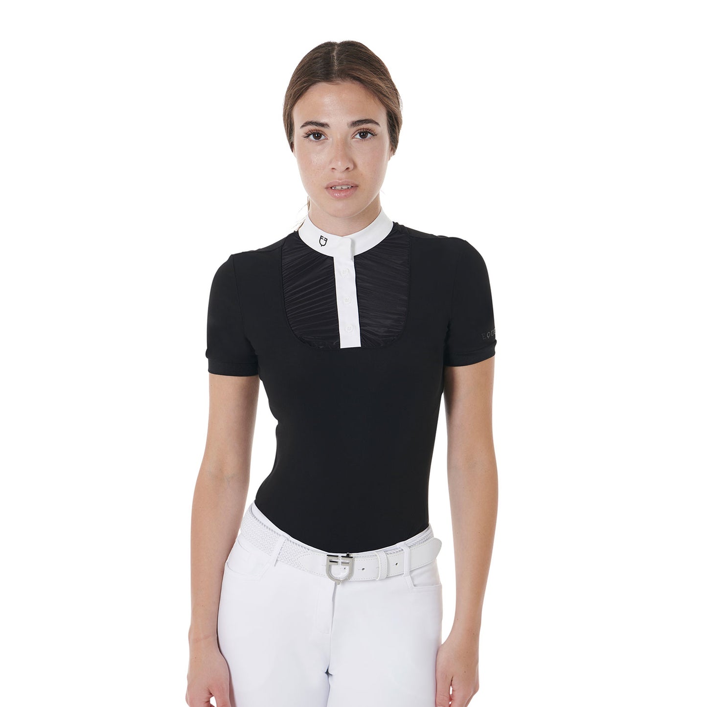 Women’s slim fit short sleeve polo shirt with buttons