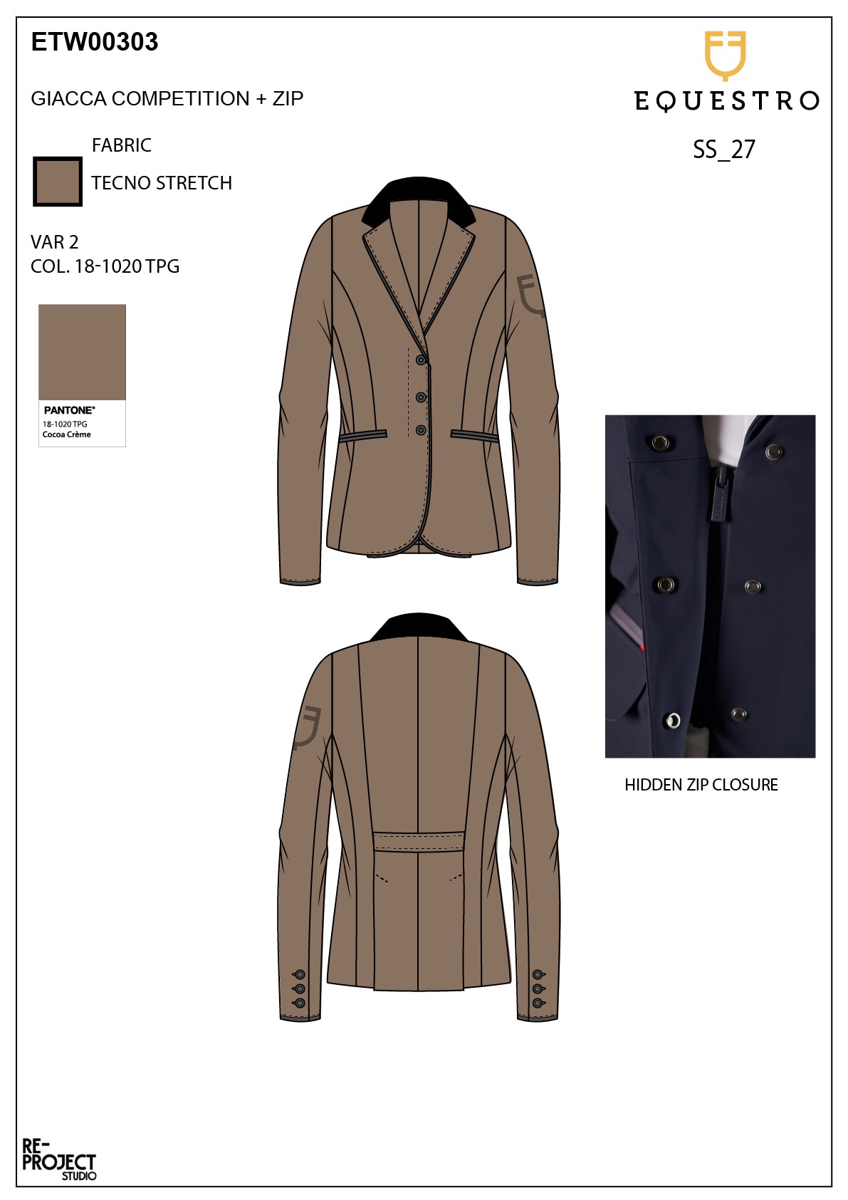 Women's competition jacket with zip and buttons