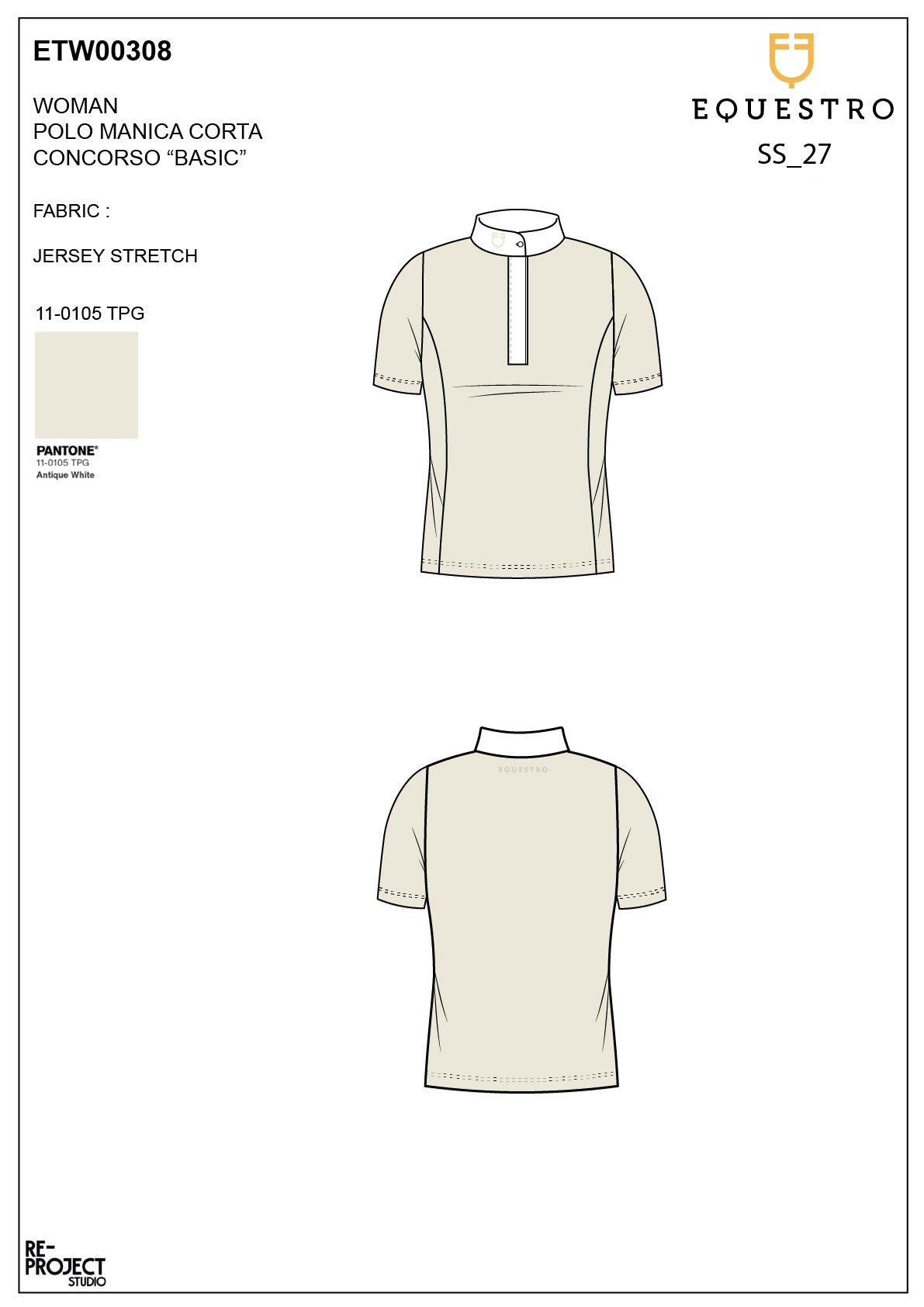 Women's competition polo shirt with concealed button closure