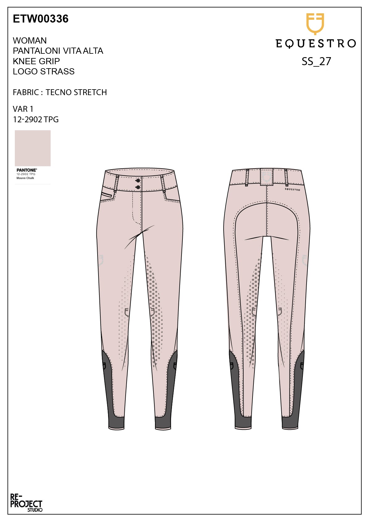 Women's high-waisted breeches with rhinestone logo