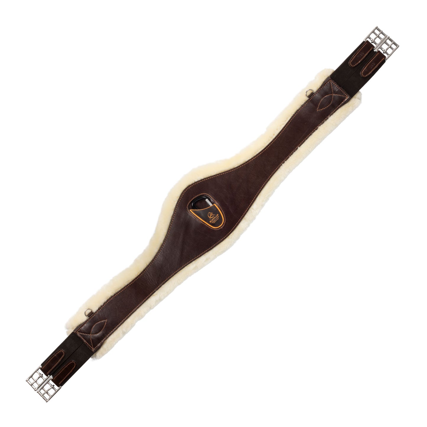 Jumping girth leather & removable faux sheepskin