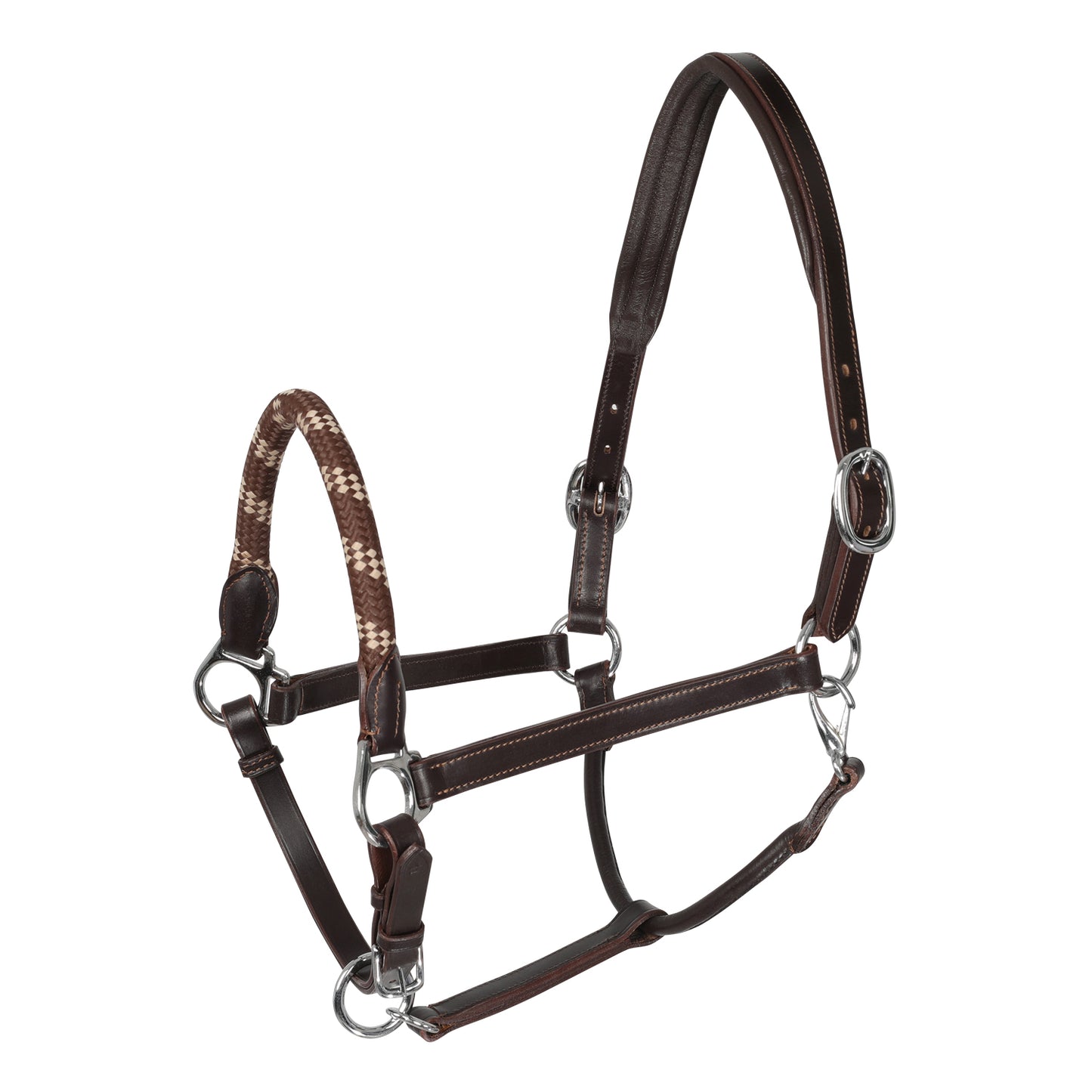 Halter anatomical leather rope noseband