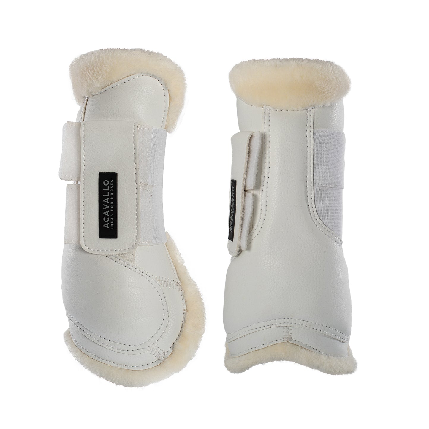 Jumping tendon boots faux sheepskin & hook-and-loop closure