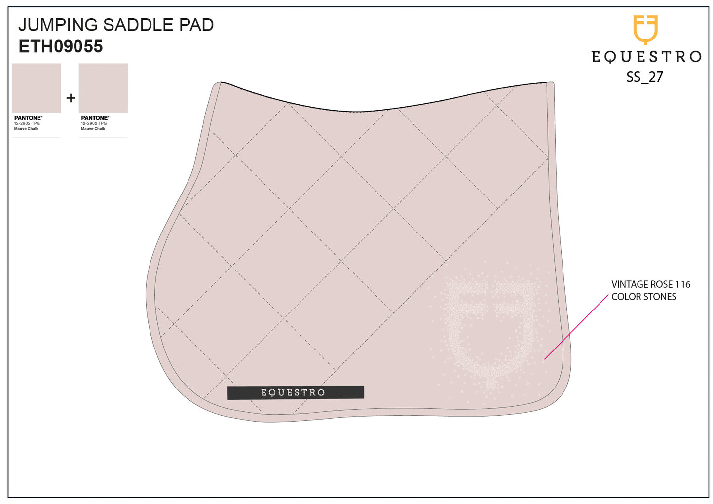 Jumping saddle pad with rhinestone logo