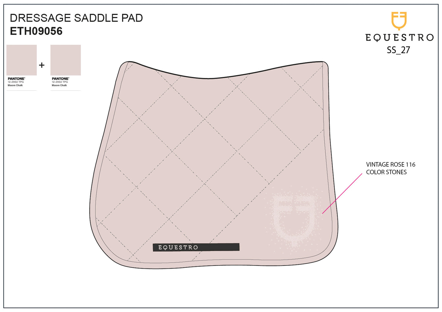 Dressage saddle pad with rhinestone logo