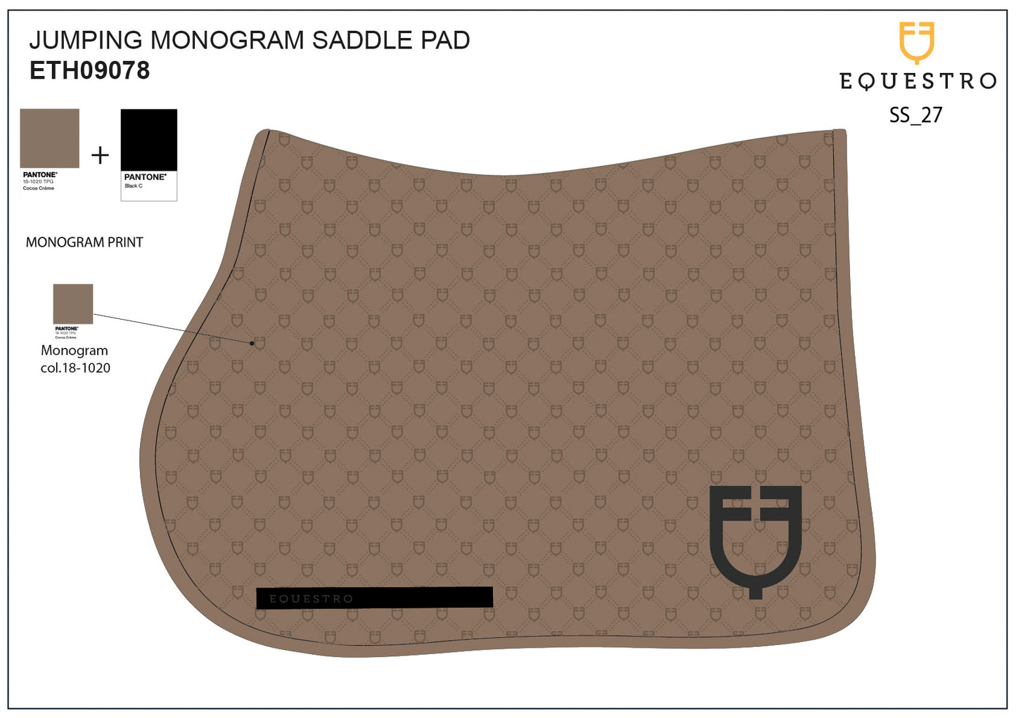 Jumping saddle pad with monogram print