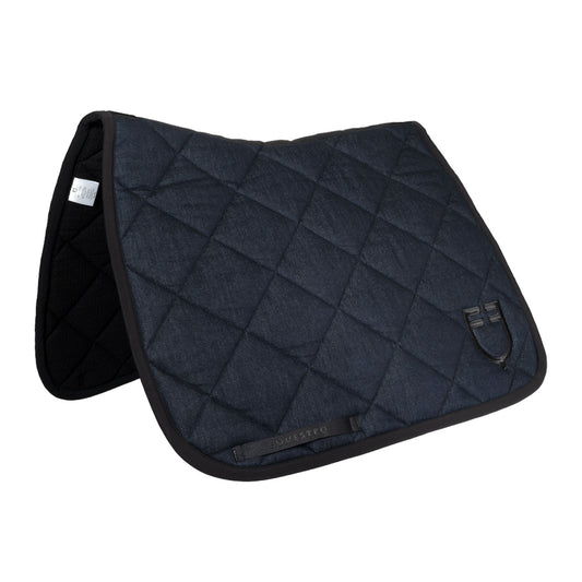 Dressage saddle pad in denim-effect technical fabric