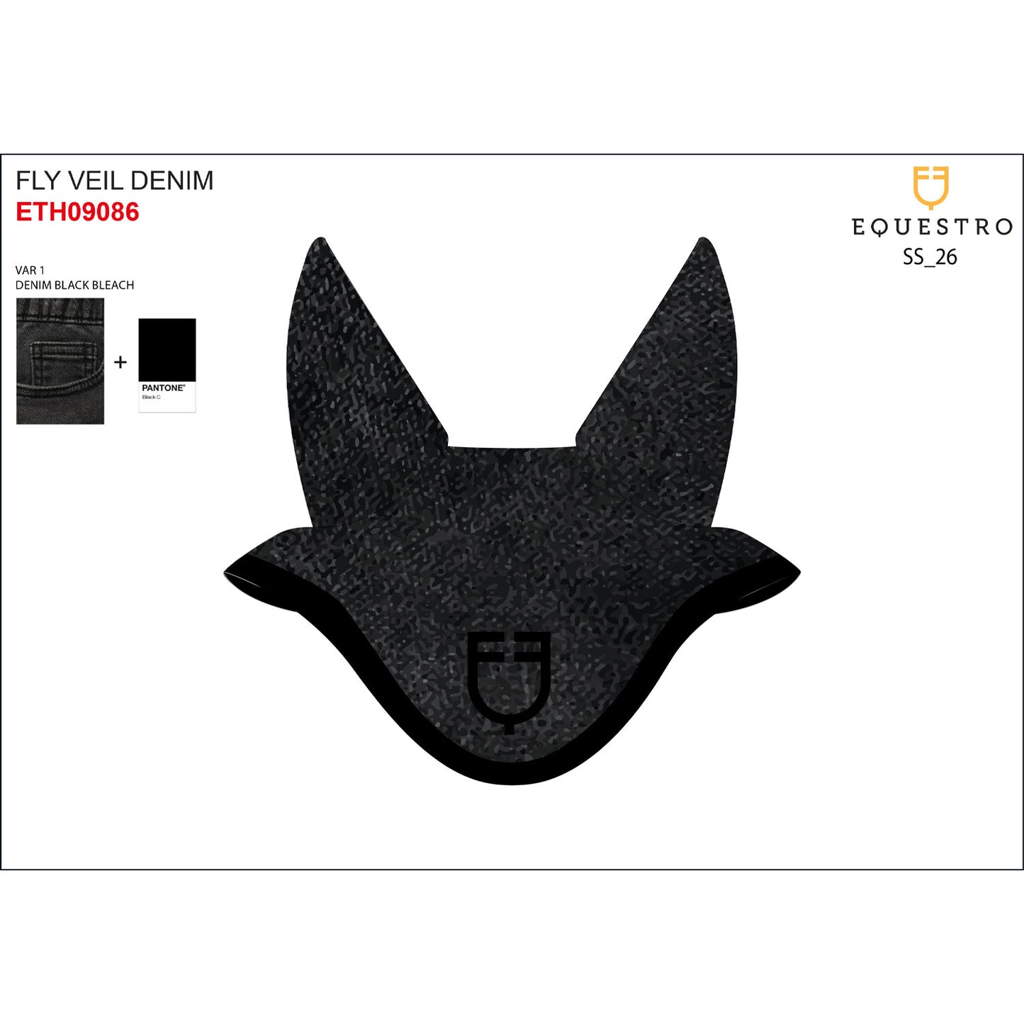 Fly veil in denim-effect technical fabric with logo