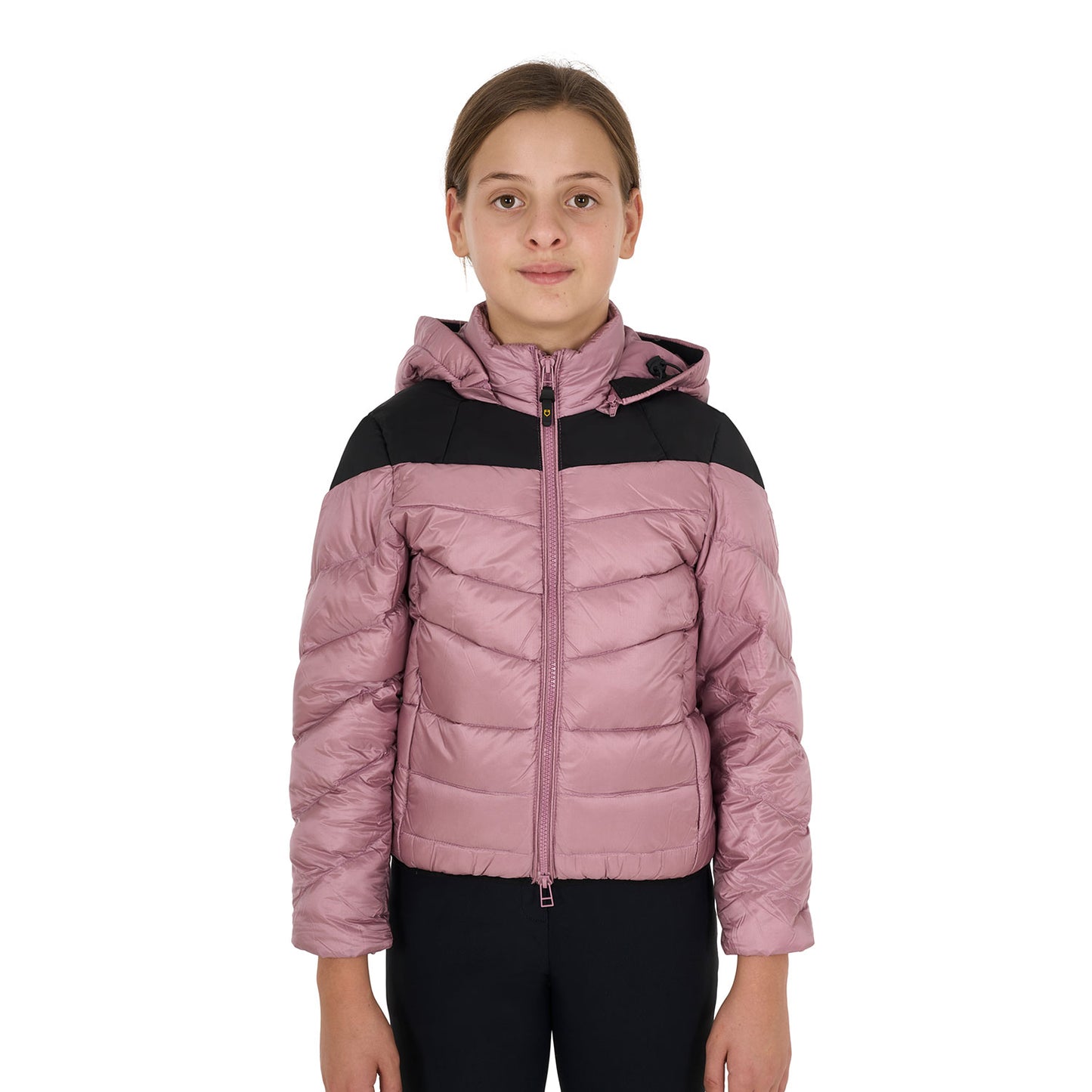 Girls' down jacket with removable hood