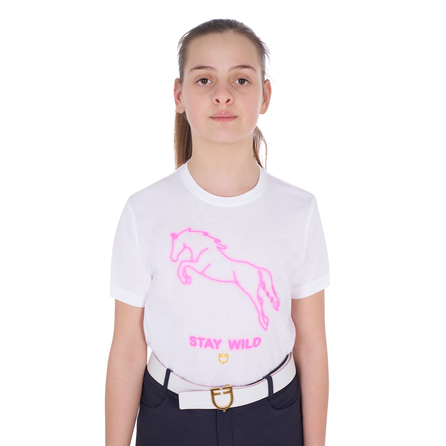 Girls' slim fit t-shirt Stay Wild print