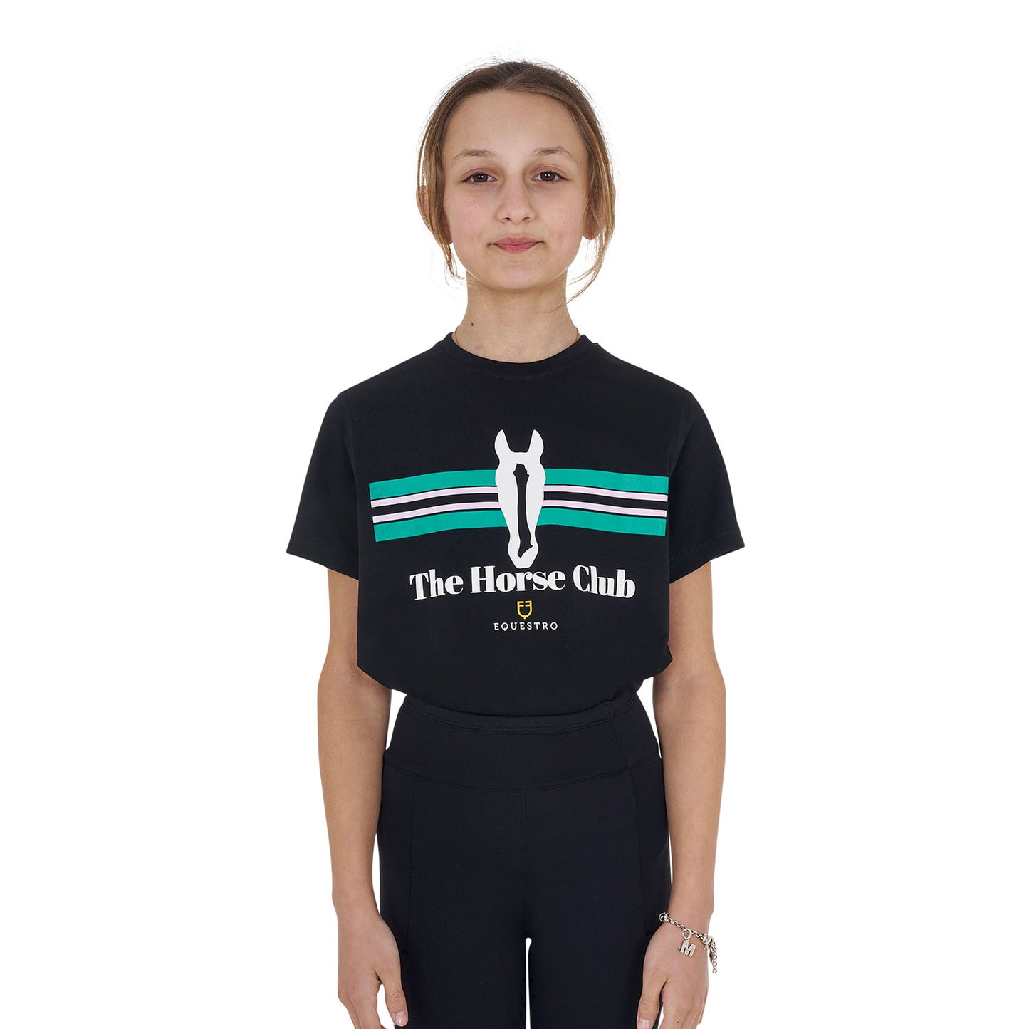 Girls' Stripe Horse Club cotton T-shirt