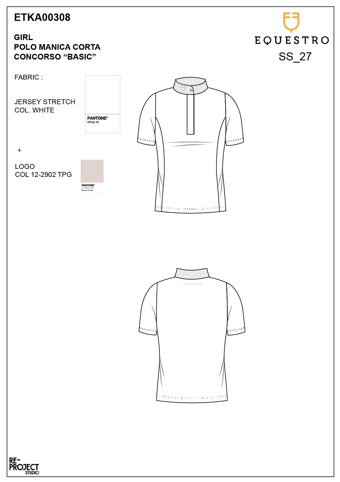 Girls' slim fit competition polo shirt with buttons