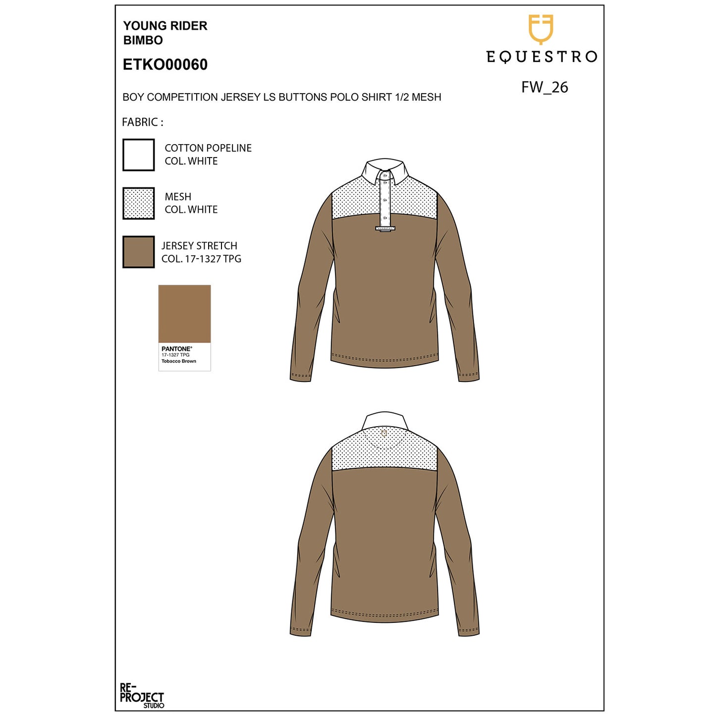 Boys' long-sleeved polo shirt with buttons
