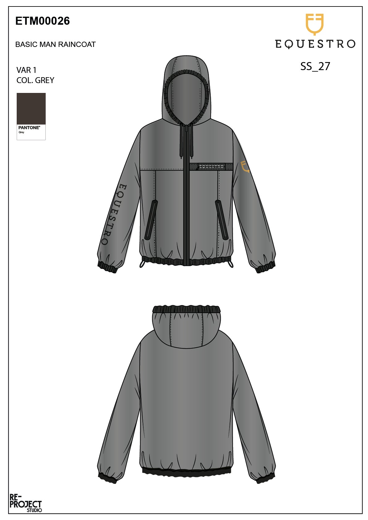 Men's transparent technical raincoat