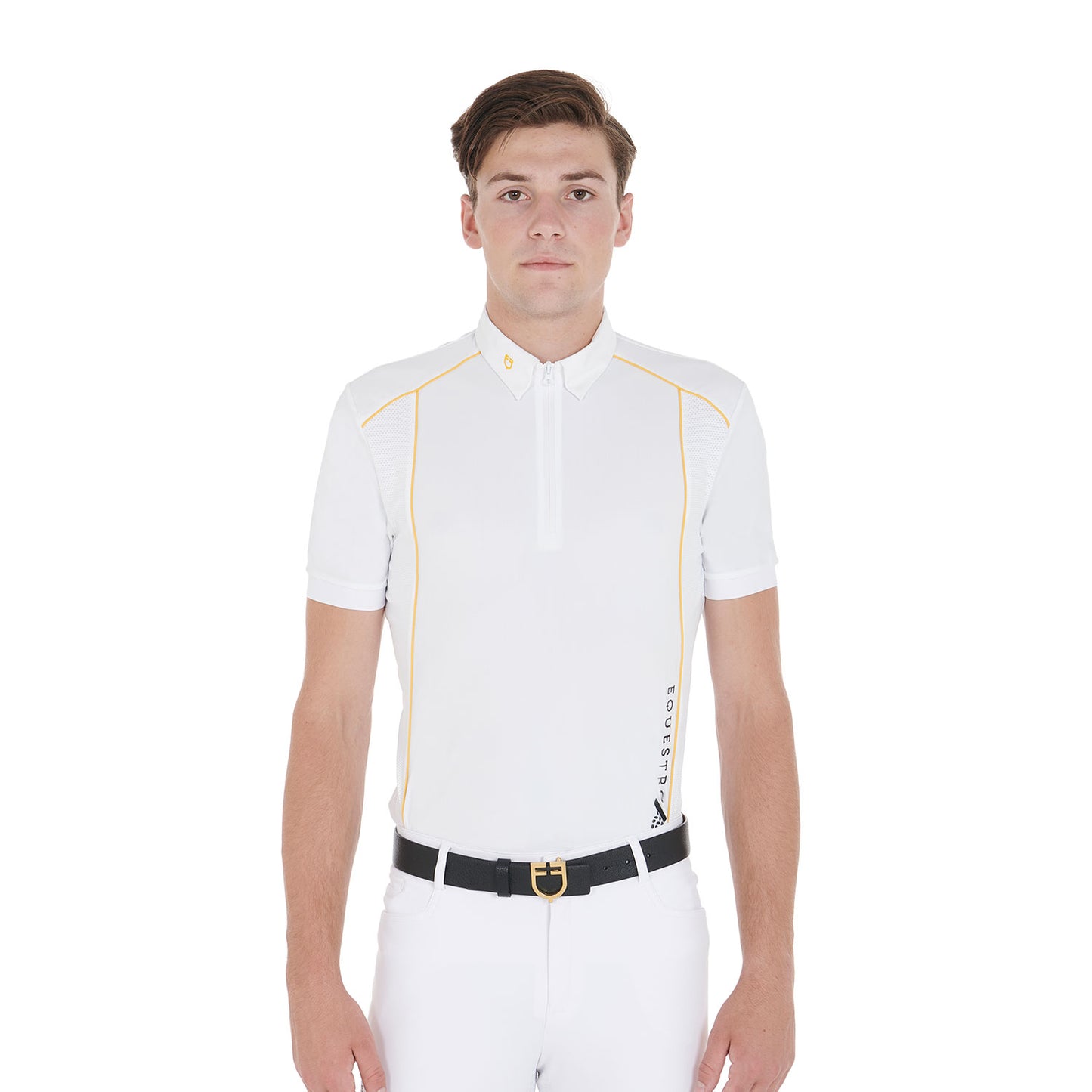 Men's slim fit polo shirt in technical fabric with piping