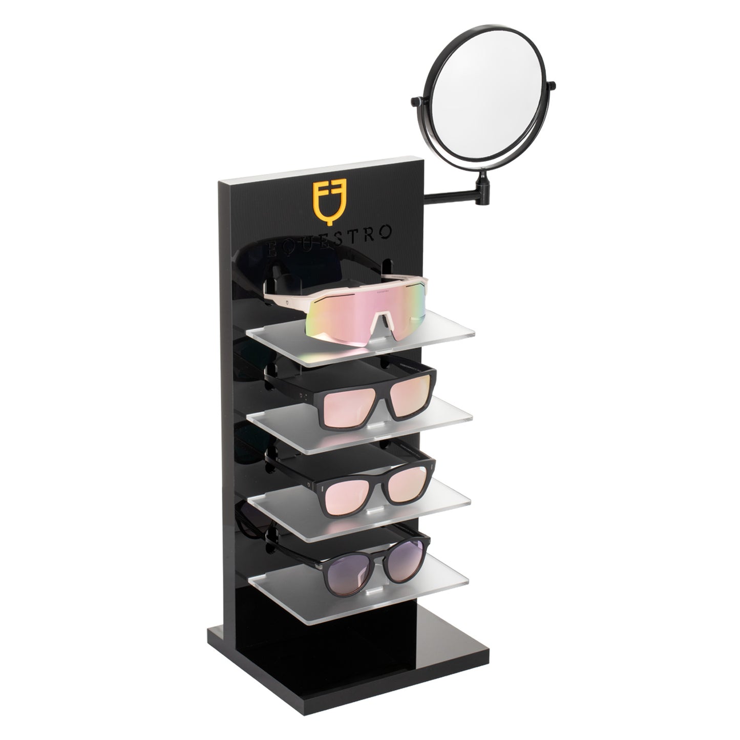 ACRYLIC SUNGLASSES STAND LASER CUTTING LOGO + MIRROR