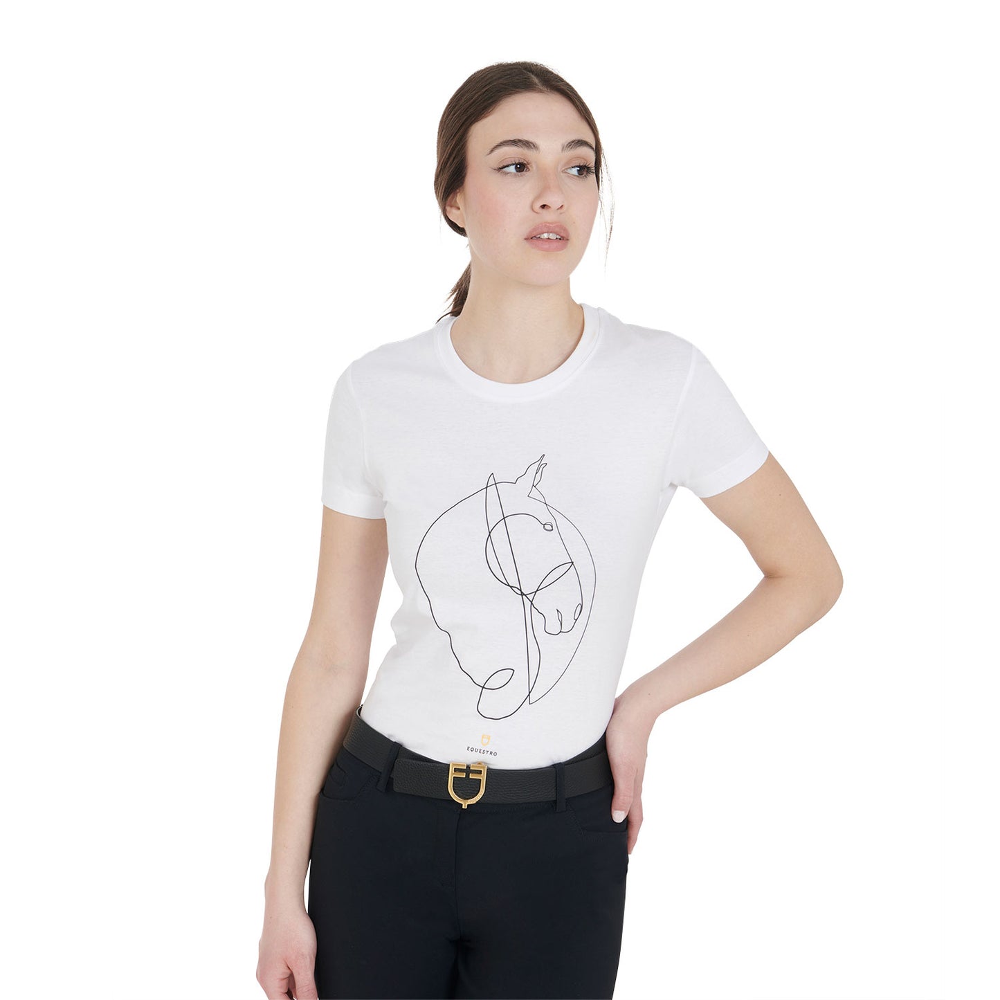 Women's slim fit t-shirt horse sketch