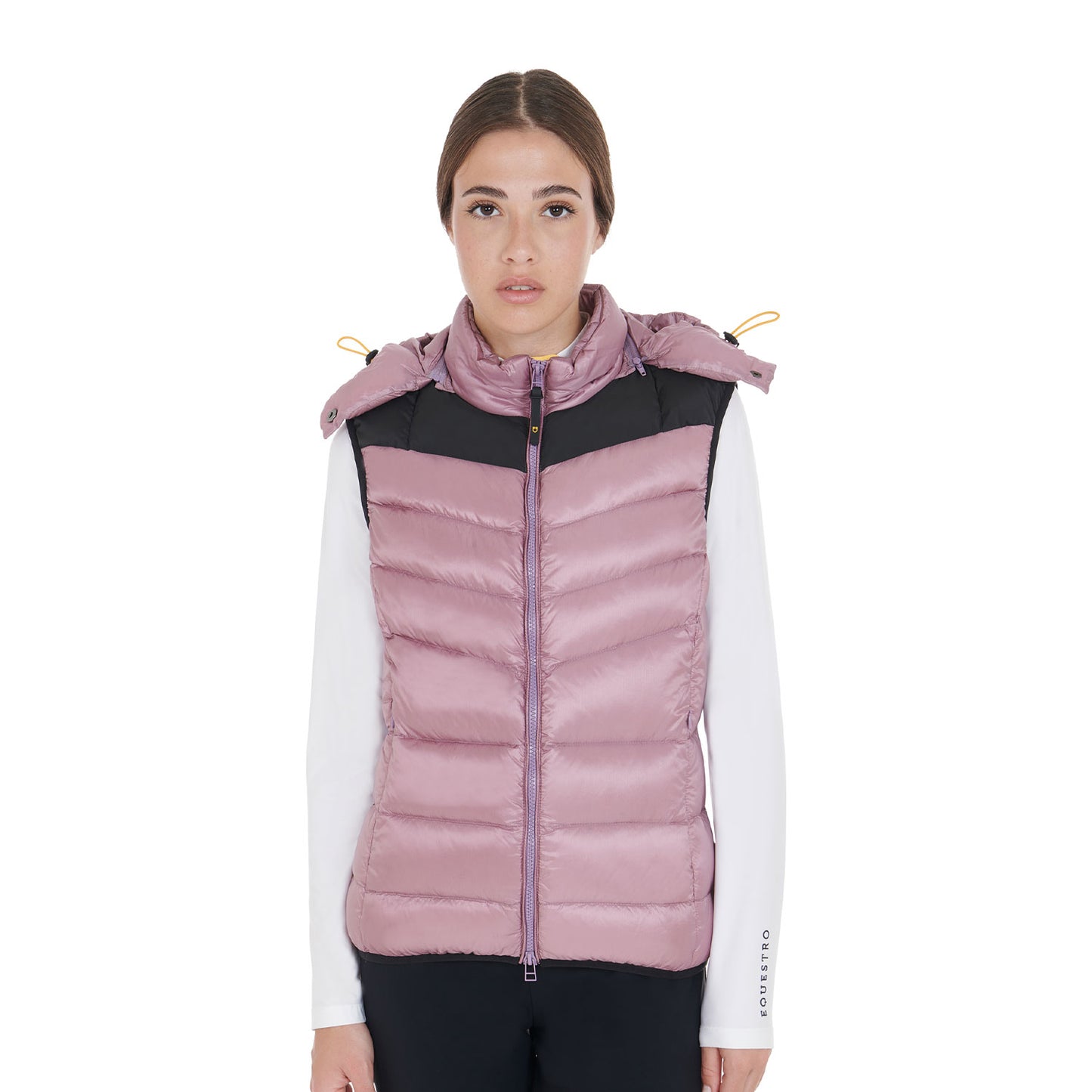 Women's padded vest with removable hood