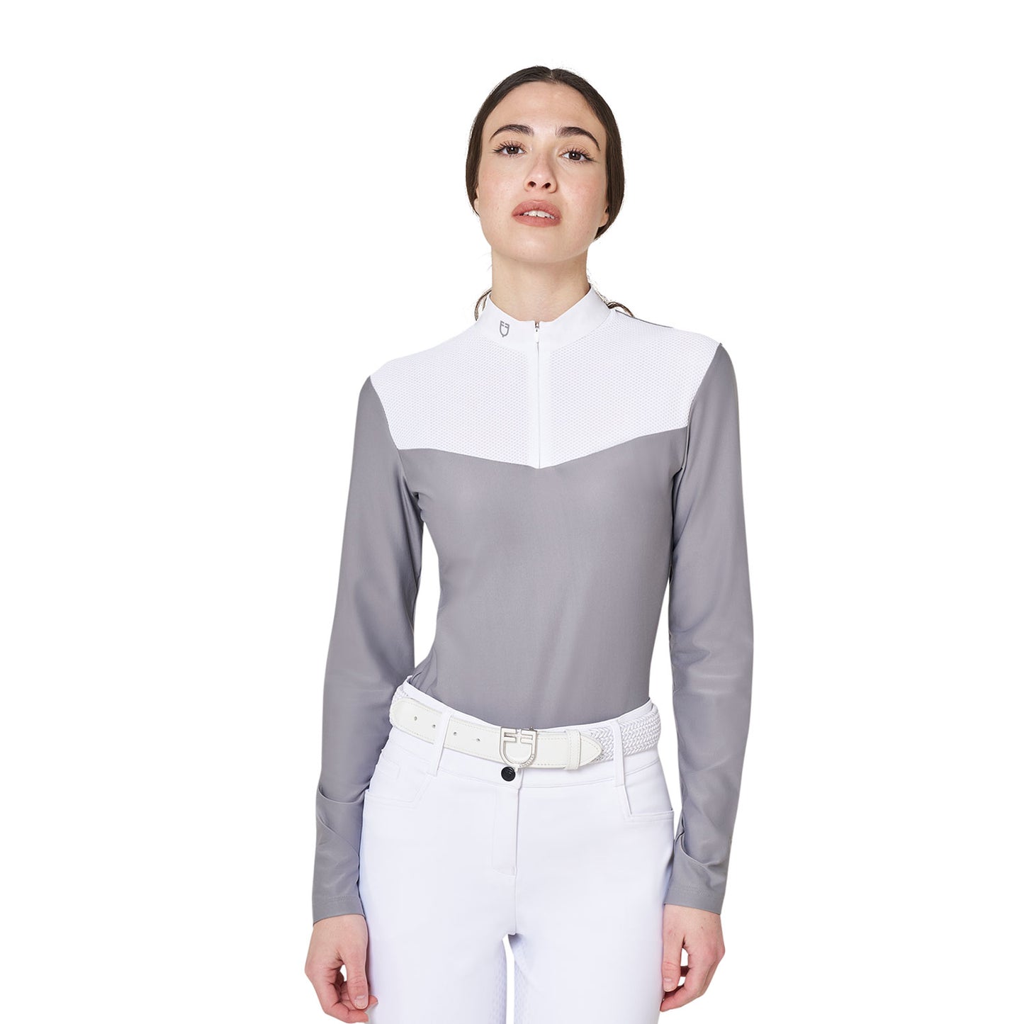 Women's competition polo shirt in technical and mesh fabric
