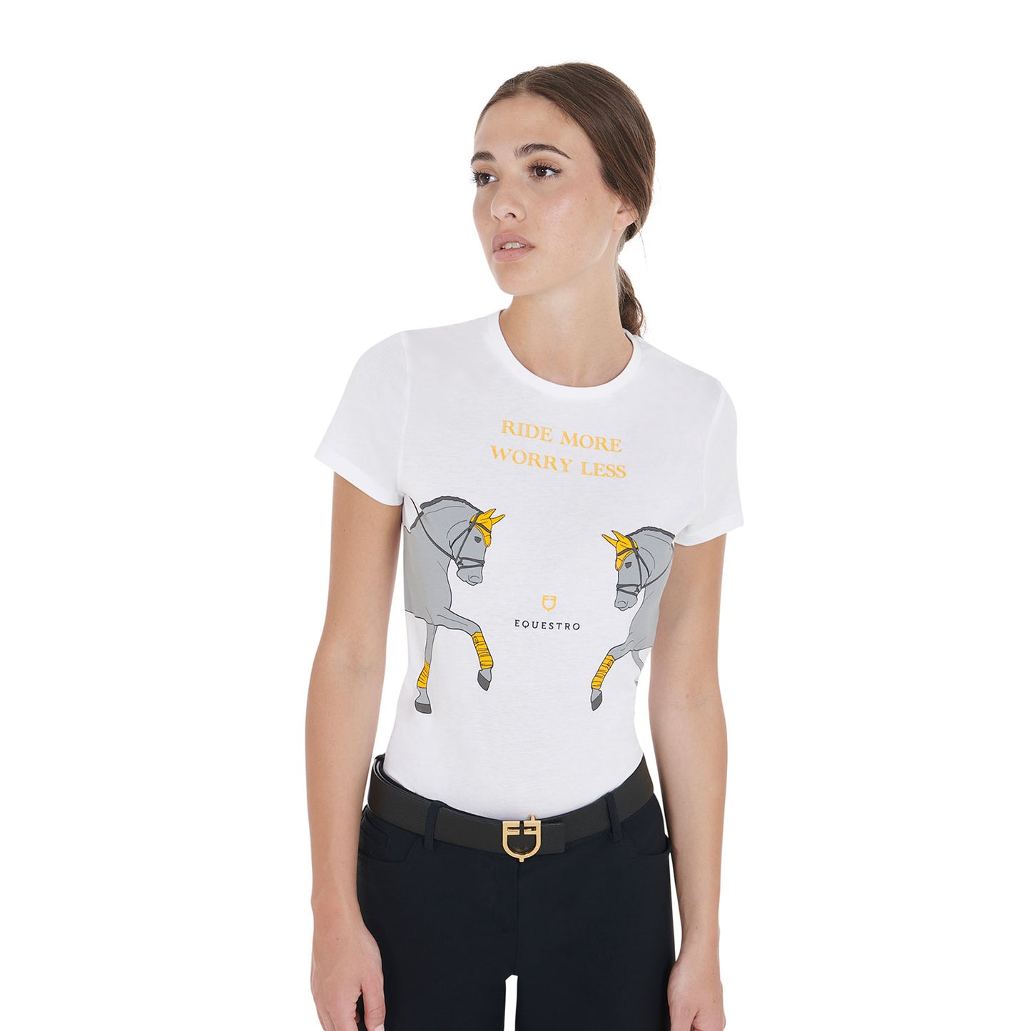 Women's slim fit t-shirt with horses print