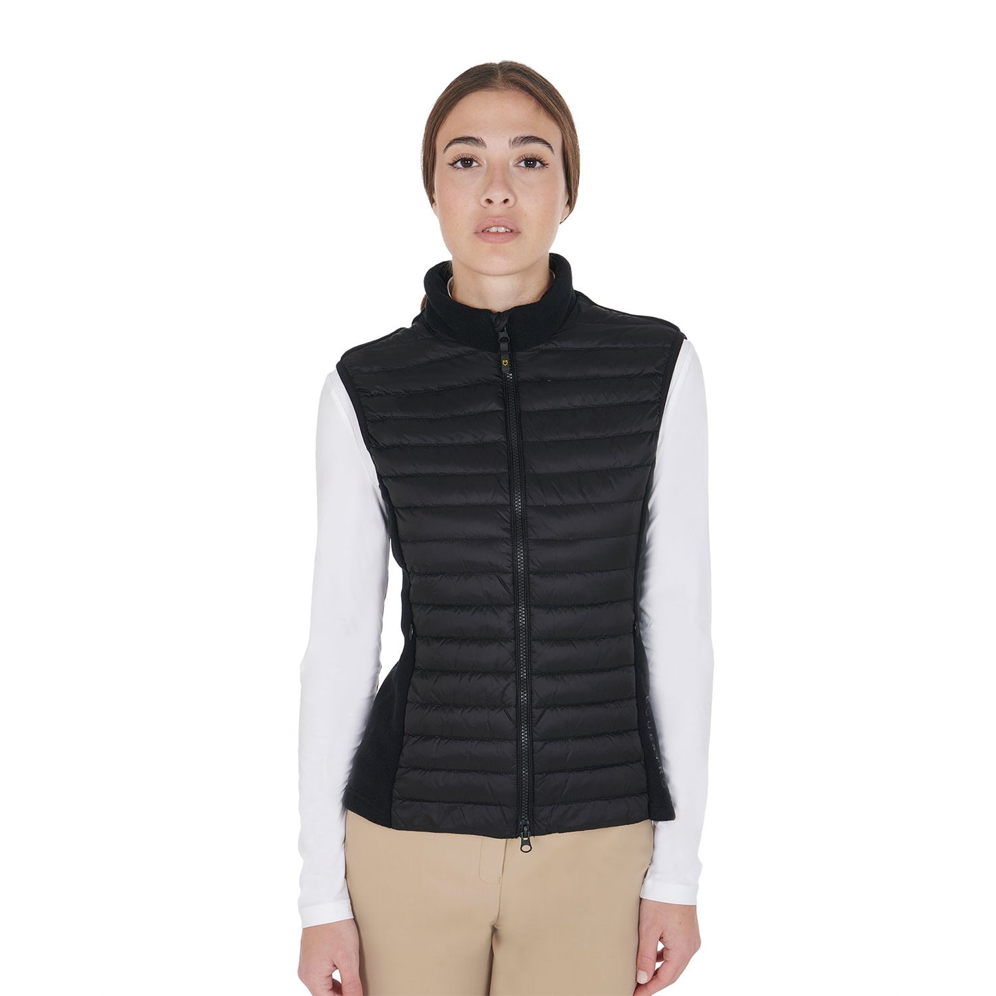 Women's slim fit vest in fleece and technical fabric