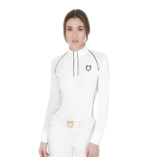 Women's slim fit competition polo shirt mesh inserts