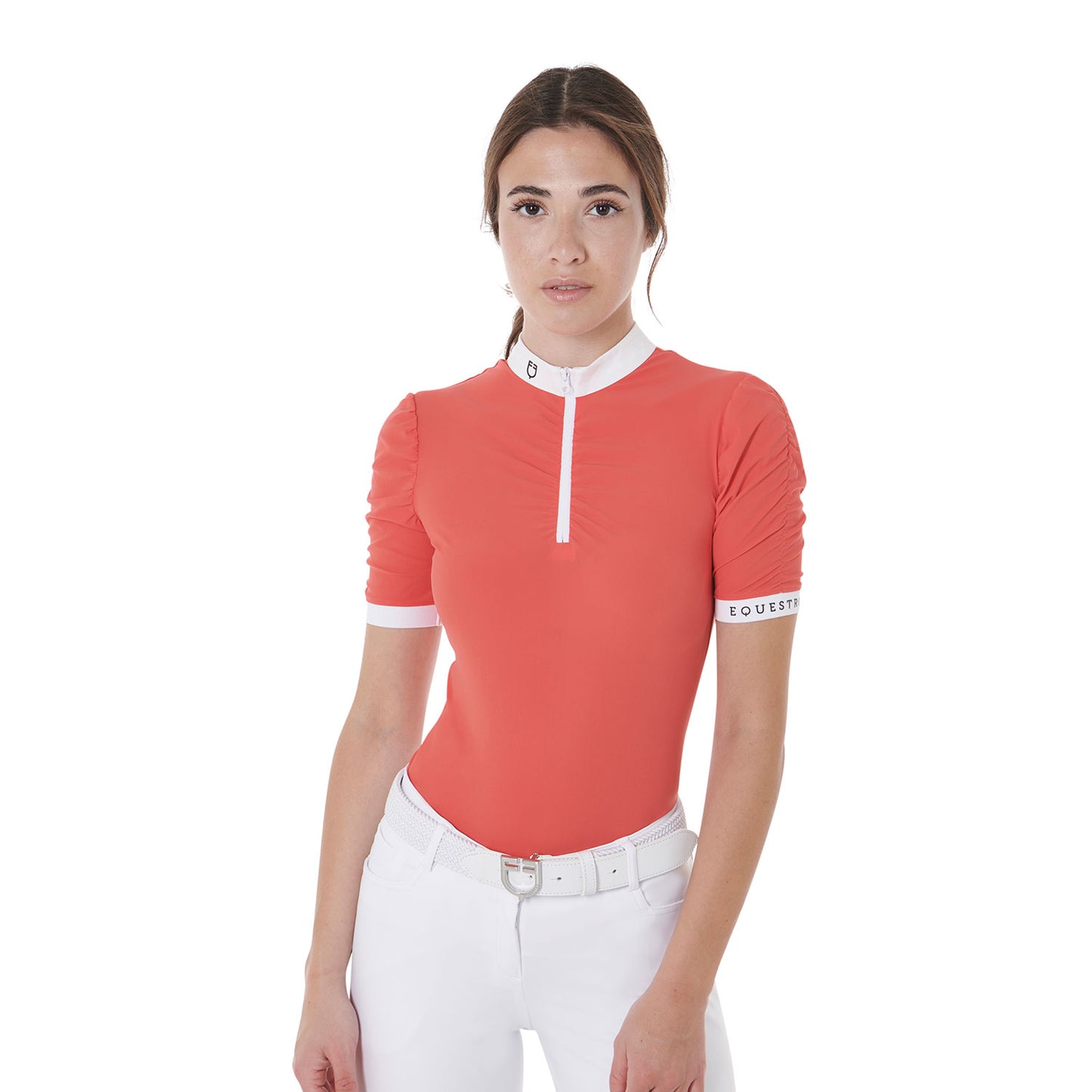 Women’s slim fit polo shirt with curly sleeves