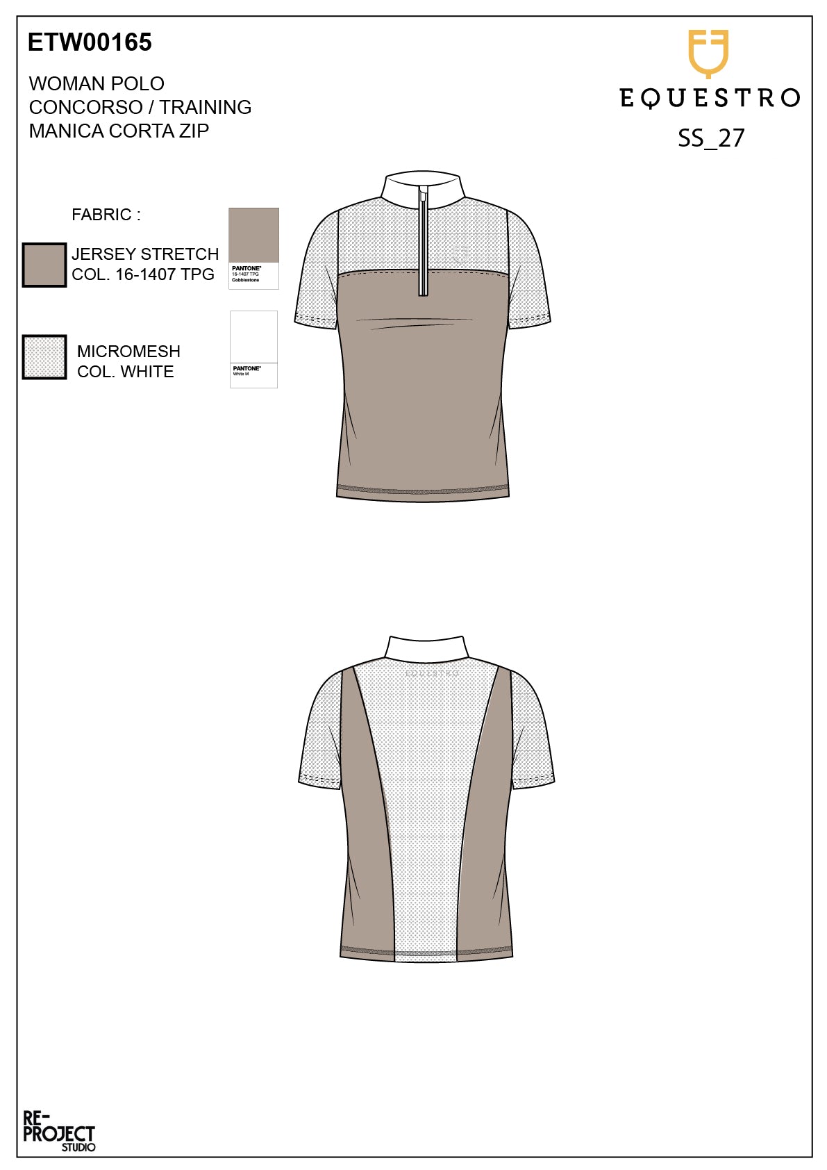 Women's training polo shirt with mesh inserts