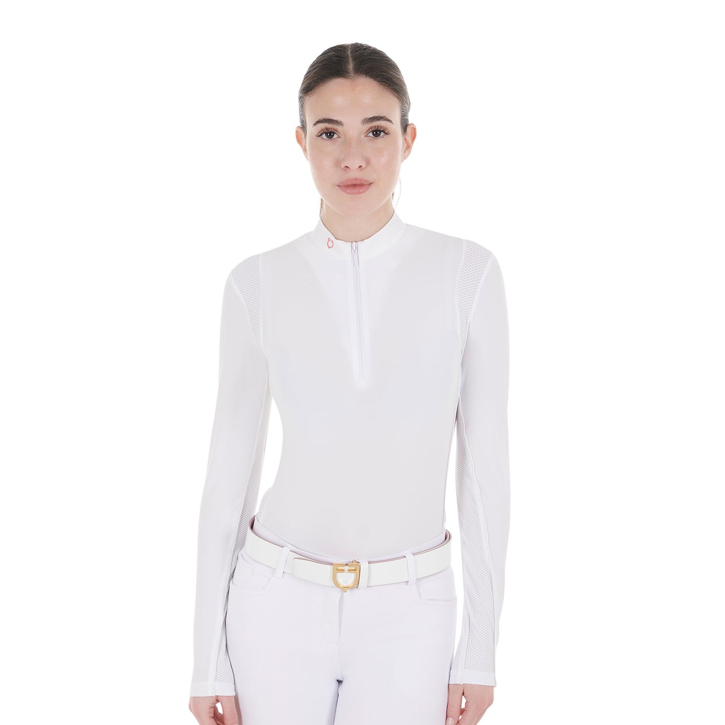 Women's competition polo shirt with mesh inserts