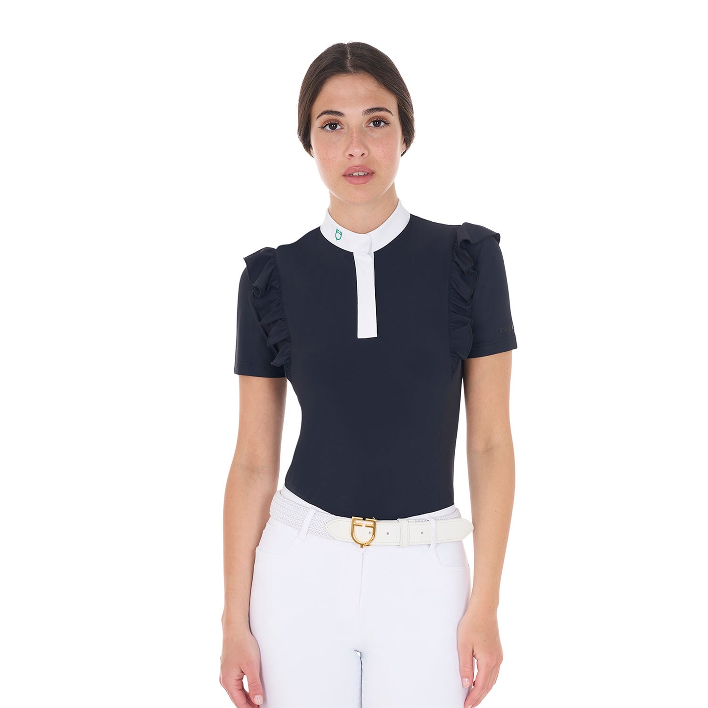 Women's slim fit competition polo shirt with ruffles
