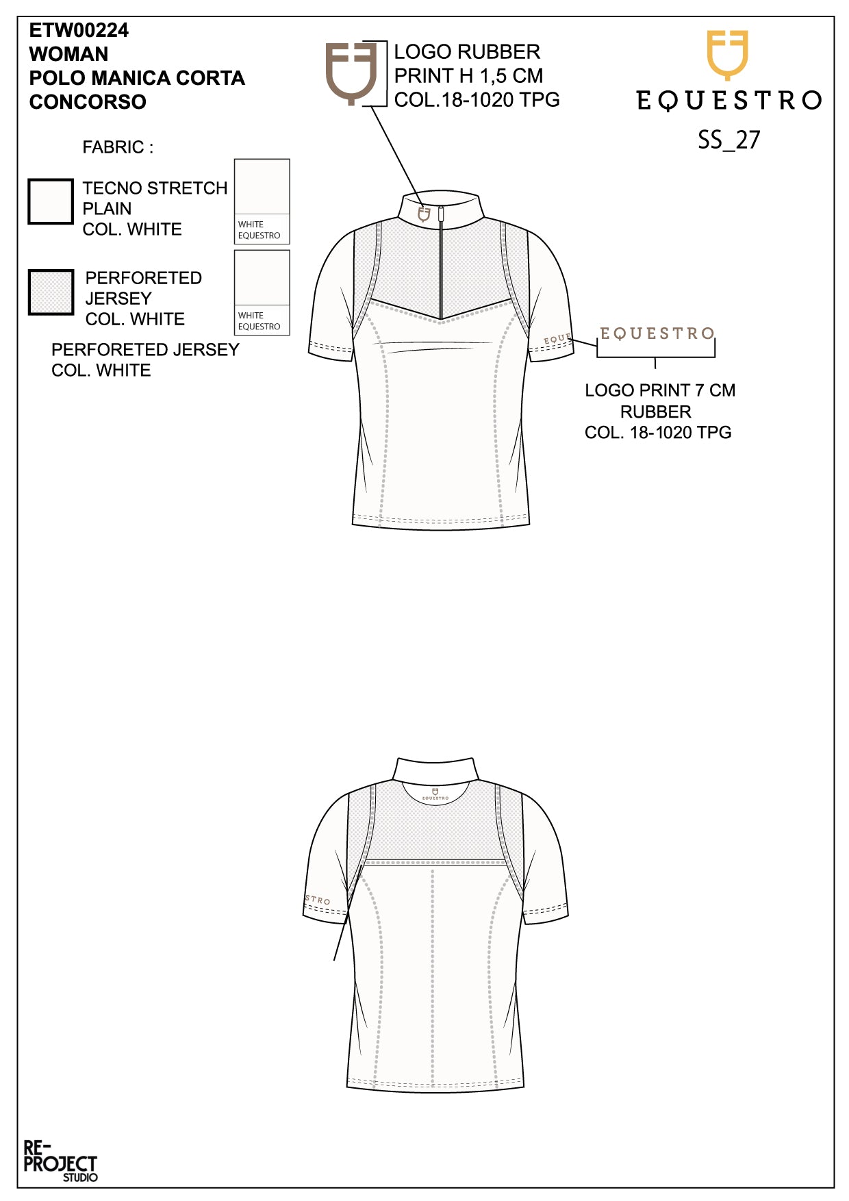 Women's slim fit zipped competition polo shirt in perforated fabric